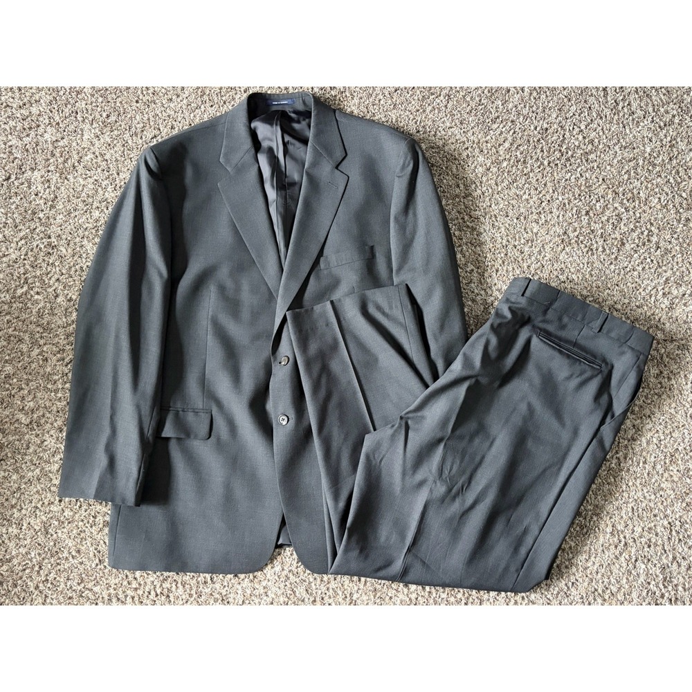 Lauren Ralph Lauren 52L 42x32 Gray Suit Wool Cashmere Blend 2-Piece Mens